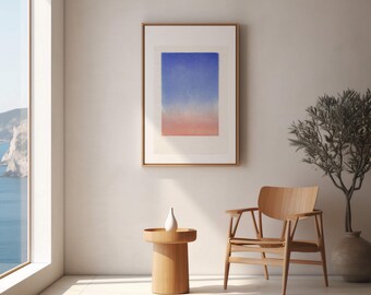 Tramonto dal monte Otensho, stampa xilografica – Arte giapponese minimalista (download digitale)
