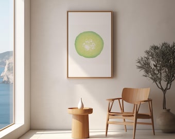 Stampa xilografica di cetriolo a fette – Arte giapponese minimalista (download digitale)