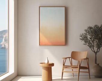 Tramonto dalla spiaggia di Kamakura, Giappone, stampa xilografica – Arte giapponese minimalista (download digitale)
