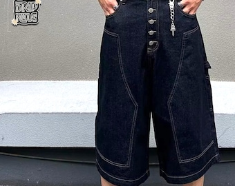 Button Baggy Shorts | Wide Leg Denim Jorts | Daily Wear | Y2K Streetwear Style