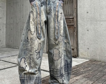 Baggy Denim Jeans | Ripped Wide Leg Pants | Daily Wear | Retro Y2K Streetwear