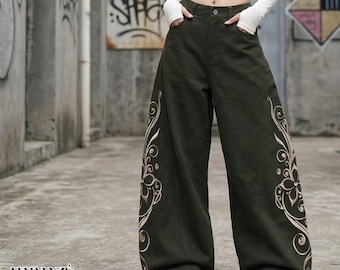 Printed Baggy Pants | Casual Wide Leg Trousers | Daily Wear | Old Money Style