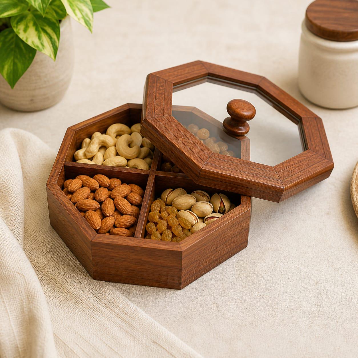 Hexagon Jar With Wood Lid - Etsy