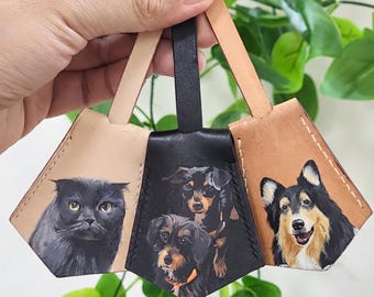 Handgemalter Taschenanhänger: Hund Katze Taschenanhänger / Taschenanhänger vom Foto, Andenken, Geschenk für Hundemama