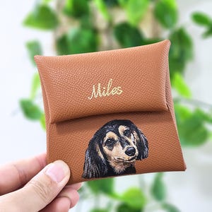 Personalized Hand-Painted Pet Portrait Wallet, Handmade leather dog cat purse from photo
