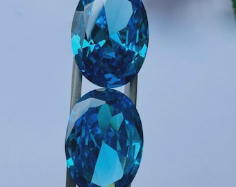 Par de circonitas azules naturales, gemas sueltas de talla ovalada, piedras facetadas de color azul intenso, piedra de nacimiento de diciembre, para la fabricación de joyas.