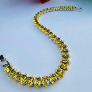 Gelbes Marquise-Tennisarmband, luxuriöses Armband mit gelbem Edelstein, eleganter Brautschmuck, Geschenk für Sie, Statement-Armband.