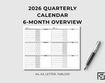 2026 Quarterly Planner Six Month Overview Printable Schedule PDF Long Term Organizer Wall Planning