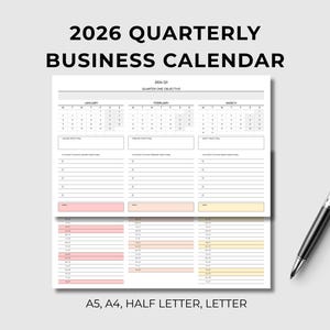 2026 Quarterly Plan Business Overview | Q1 Q2 Q3 Q4 | Strategy Worksheet Printable PDF