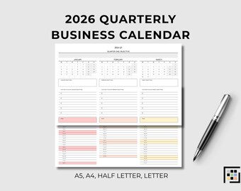 2026 Quarterly Plan Business Overview | Q1 Q2 Q3 Q4 | Strategy Worksheet Printable PDF