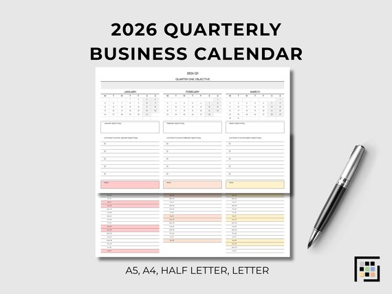 2026 Quarterly Plan Business Overview | Q1 Q2 Q3 Q4 | Strategy Worksheet Printable PDF