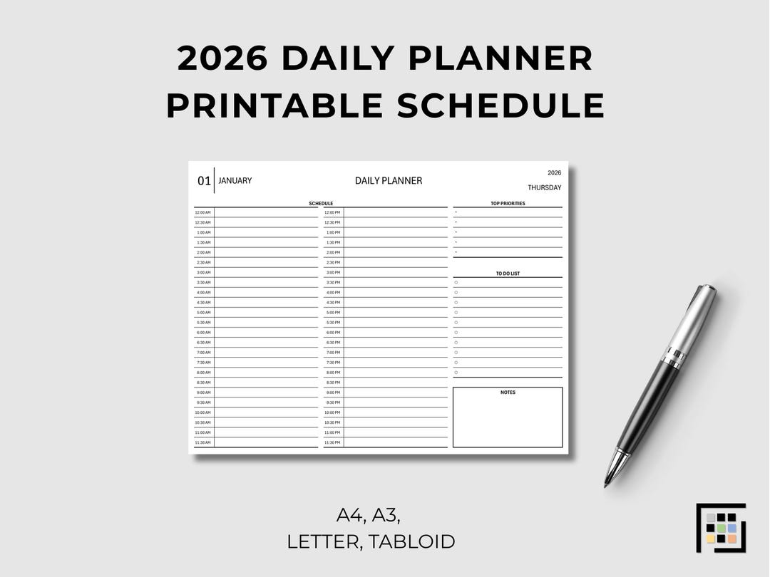 2026 Daily Planner Printable Hourly Schedule PDF Time Blocking ...