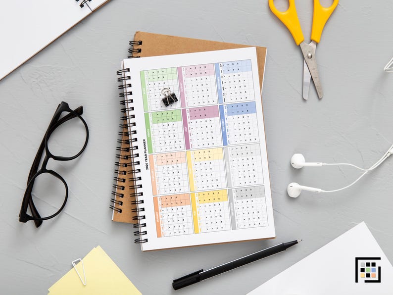 2026 Yearly Calendar Printable PDF Weekend Highlight Wall Planner A3 A4 ...
