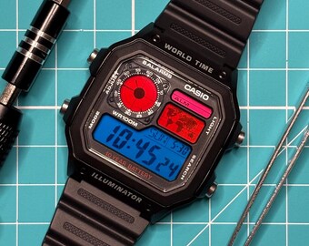 Tokyo Lights - Casio Royale AE1200, Brandneue Benutzerdefinierte Digitale Weltzeituhr Mod, AuroraWatches