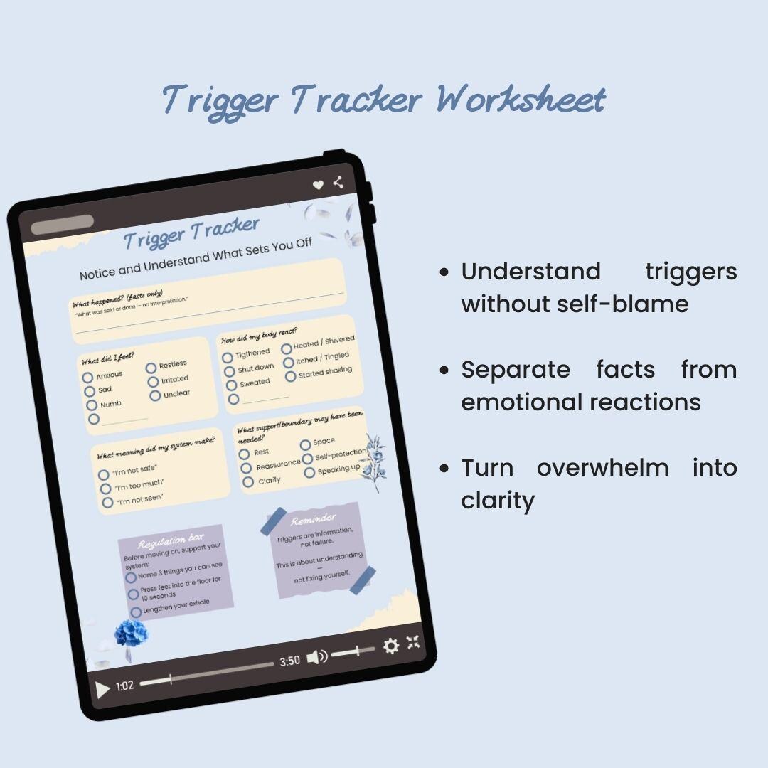 Trigger Tracker Worksheet | Understand Triggers Without Blame | Somatic ...