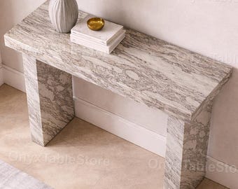 Elegant Marble Entryway Table Gold Accents, Modern Hallway Decor, Console Table Natural Stone Console Table, Modern Marble Sofa Table,
