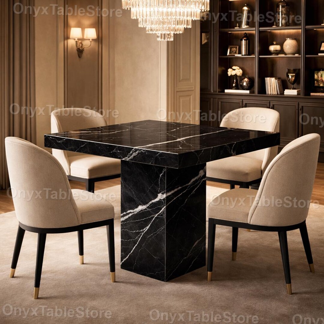 Luxury Spider Black Marble Coffee Table Square | Modern Sculptural ...