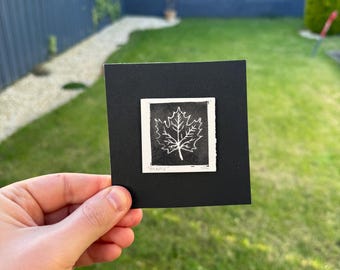 Original Linocut Print - "Leaves"