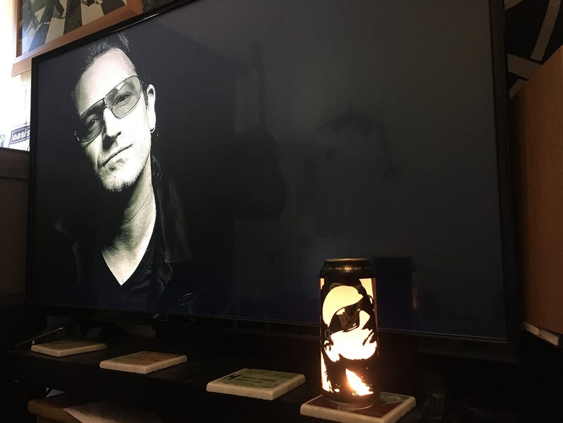 Bono Beer Can Lantern! U2 Pop Art Portrait Guinness Candle Lamp - Unique Gift! image 4