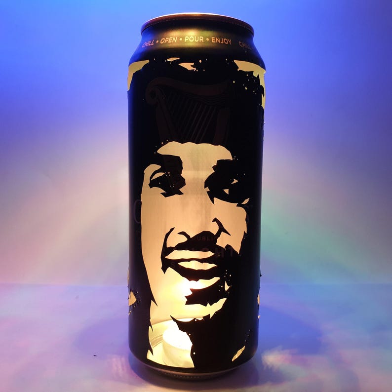 Phil Lynott Beer Can Lantern! Thin Lizzy Guinness Pop Art Portrait Tealight Candle Lamp - Unique Gift! image 2
