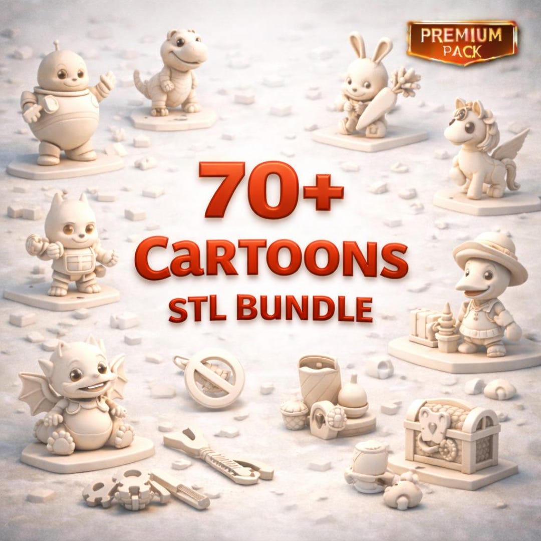70 Cartoons STL Bundle, 3D Printable Cartoon Characters, Cute Animation ...