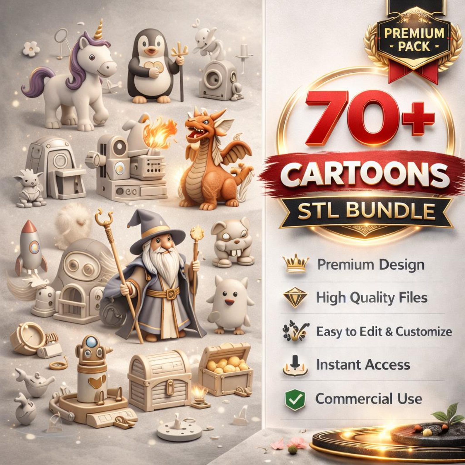 70 Cartoons STL Bundle, 3D Printable Cartoon Characters, Cute Animation ...