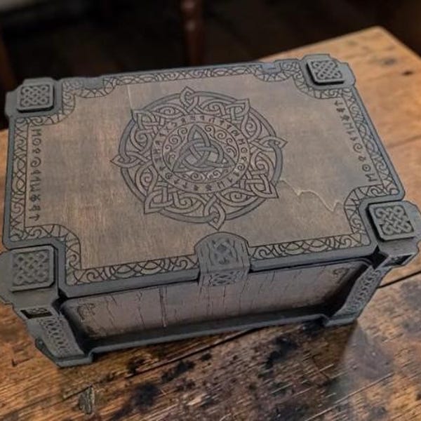 Wooden Norse Box, Celtic Storage Box, Viking Jewelry Box, Pagan Altar Box, Celtic Home Decor