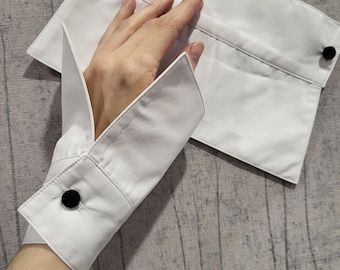 Puños de algodón desmontables, puños de camisa blancos llamativos, accesorios minimalistas para mangas falsas
