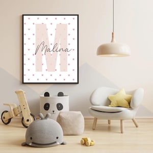 Personalisiertes Namensposter Kinderzimmer – Buchstaben Poster mit Name – Babyzimmer Wandbild Mädchen – Initial Poster – Digital Download