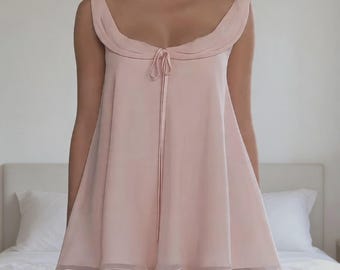 Babydoll Pajama Set for Women – Chiffon Ruffle Tank Top & Flowy Shorts Loungewear