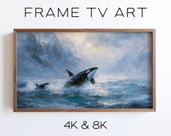 Orca Samsung Frame TV Art, Moody Ocean Wildlife Oil Painting (Digital Download)