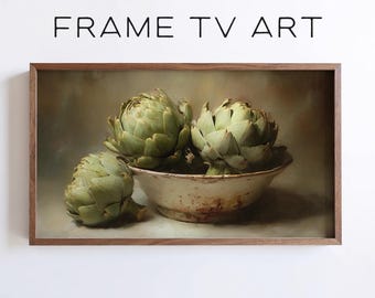 Artichoke Painting Samsung Frame TV Art, Vintage Kitchen Decor Still Life (Digital Download)