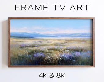 Wildflower Meadow Samsung Frame TV Art, Serene Impressionist Pastel Countryside Landscape Decor (Digital Download)