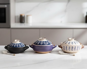 Olla Donabe de cerámica japonesa: olla retro para sopas y guisos, cazuela resistente al calor