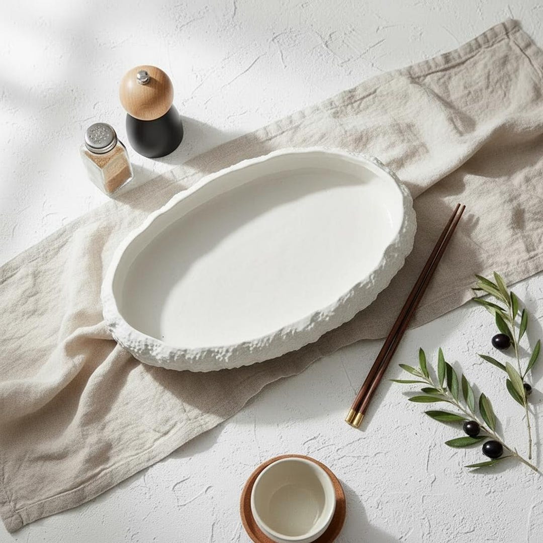 Rock Texture Ceramic Plate – Pasta, Steak & Main Dish Serving Plate ...