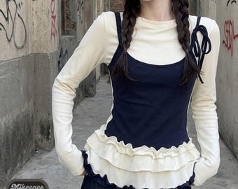Ruffle Camisole Top | Layered Sleeve Spring Shirt | Daily Wear | Soft Feminine Style