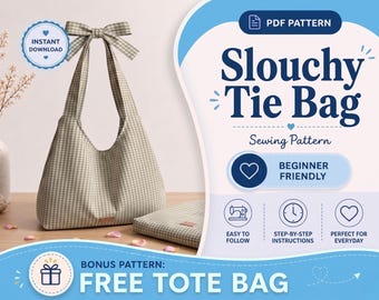 Molde para Bolsa Despojada com Amarração | Bolsa Hobo Grande com Nó | PDF de Bolsa de Ombro com Amarração | Bolsa Despojada Moderna | Molde Fácil para Iniciantes | PDF Faça Você Mesmo