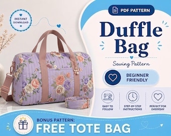 Molde para Bolsa de Viagem | Molde para Bolsa de Viagem | Molde em PDF | Molde para Bolsa Grande | Molde para Iniciantes | Molde para Bolsa | Molde de Costura