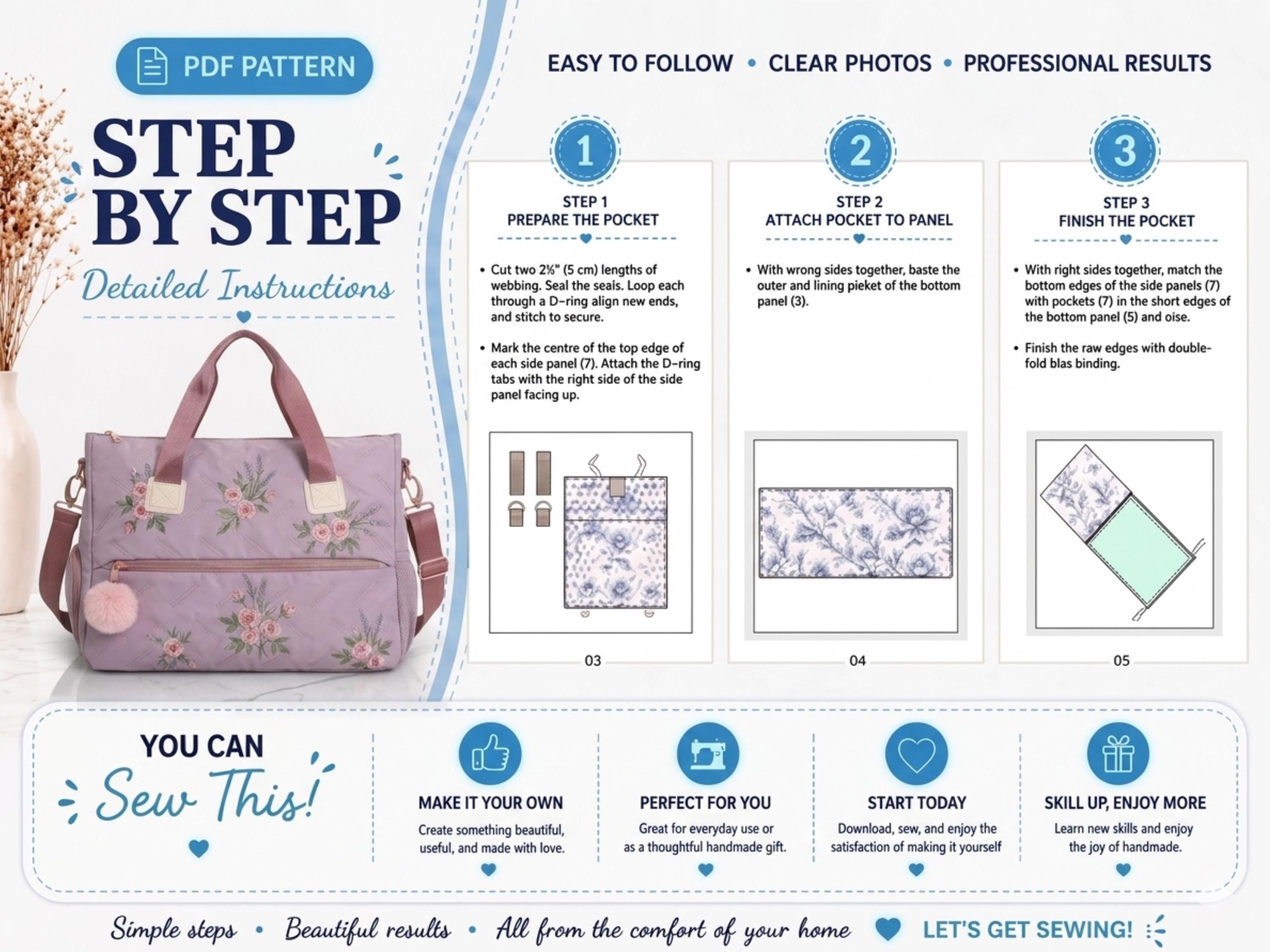 Duffle Bag Sewing Pattern | Travel Bag Pattern | Large Bag Pattern ...