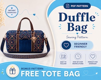 Molde para Bolsa de Viagem | Molde para Bolsa de Viagem | Molde em PDF | Molde para Iniciantes | Molde para Bolsa Grande | Molde para Bolsa | Molde para Costura