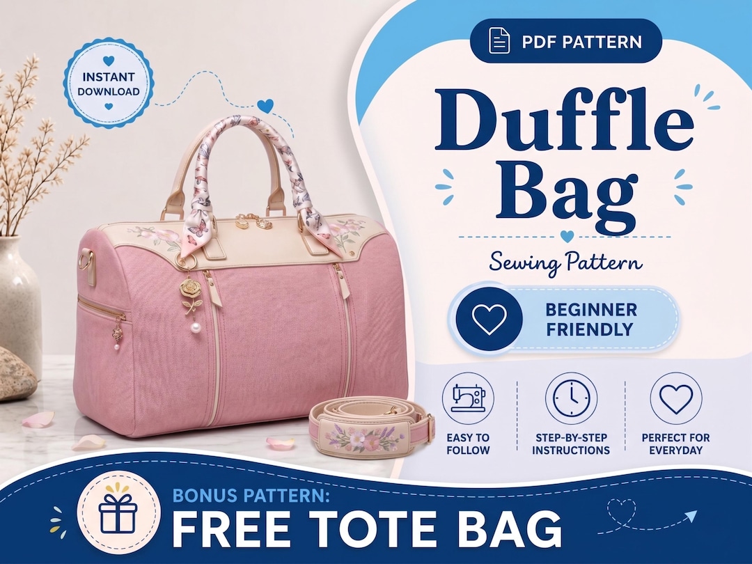 Duffle Bag Sewing Pattern | Travel Bag Pattern | Large Bag Pattern ...