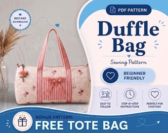 Molde para costura de bolsa de viagem | Molde para mini bolsa de viagem | Molde em PDF para bolsa de viagem | Bolsa de viagem pequena | Molde fácil para iniciantes | Faça você mesmo