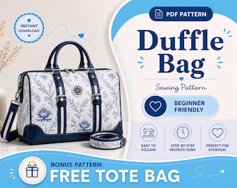 Molde para Bolsa de Viagem | Molde para Bolsa Grande | Molde em PDF | Molde para Iniciantes | Molde para Bolsa | Molde de Costura
