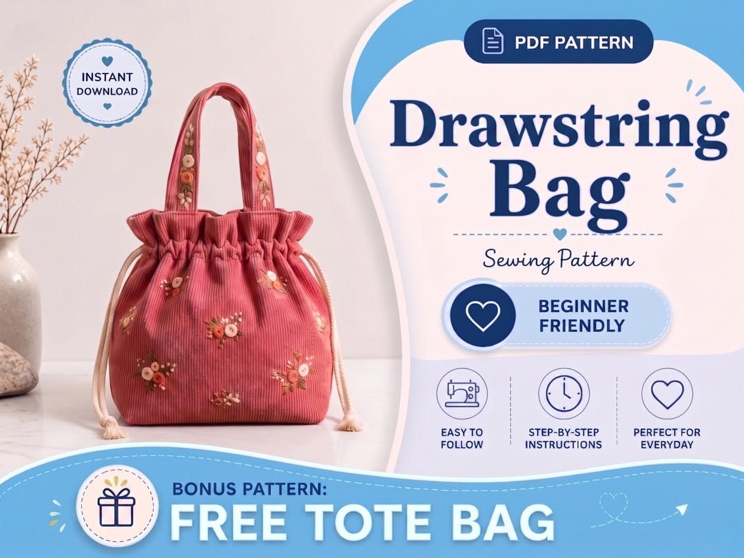 Bucket Bag Sewing Pattern | Drawstring Bucket Bag | PDF Bucket Bag ...