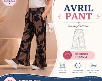 Molde para Calça Pantacourt com Babados | Calça Infantil em PDF | Tamanhos 6M-12Y | Formatos A4 e Carta (EUA) | Molde de Costura Infantil | Fácil para Iniciantes