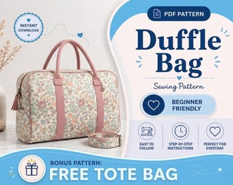 Molde para Bolsa de Viagem | Molde para Bolsa Grande | Molde para Bolsa de Viagem | Molde em PDF | Molde para Iniciantes | Molde para Bolsa | Molde de Costura