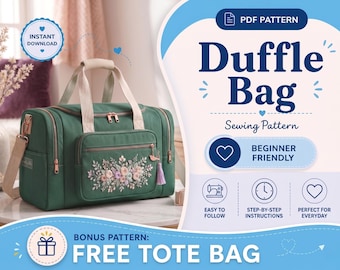 Molde para Bolsa de Viagem | Molde para Bolsa Grande | Molde em PDF | Molde para Iniciantes | Molde para Bolsa | Molde de Costura
