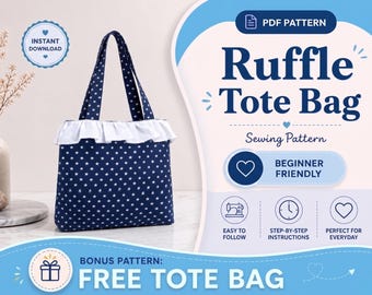 Molde para Bolsa Tote com Babados | Bolsa de Ombro com Babados | Molde em PDF para Bolsa Tote | Bolsa com Babados Estilosa | Molde Fácil para Iniciantes | PDF Faça Você Mesmo
