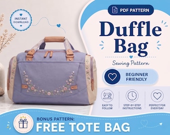 Molde para Bolsa de Viagem | Molde para Bolsa de Viagem | Molde em PDF | Molde para Bolsa Grande | Molde para Iniciantes | Molde para Bolsa | Molde de Costura