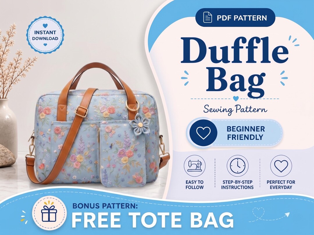 Duffle Bag Sewing Pattern | Travel Bag Pattern | PDF Sewing Pattern ...